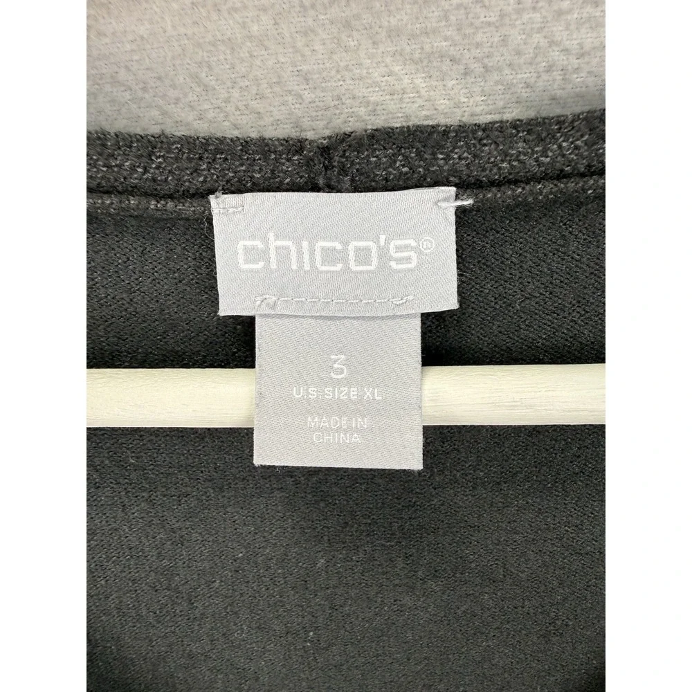 Chico's‎ Black Metallic Trim V-Neck Pullover Sweater Womens Size 3 (XL) Chic